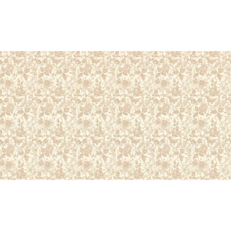 Papier peint fleuri beige — autocollant