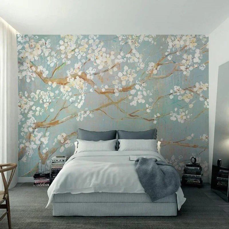Papier peint fleuri chambre adulte — intissé mat premium