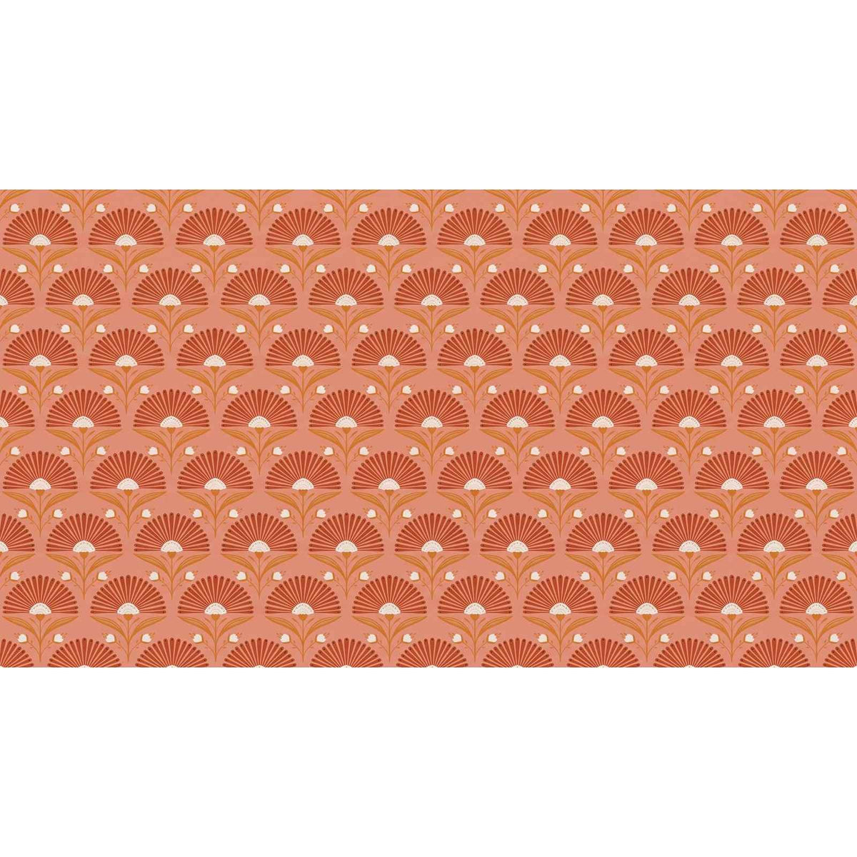 Papier peint fleuri terracotta - motif