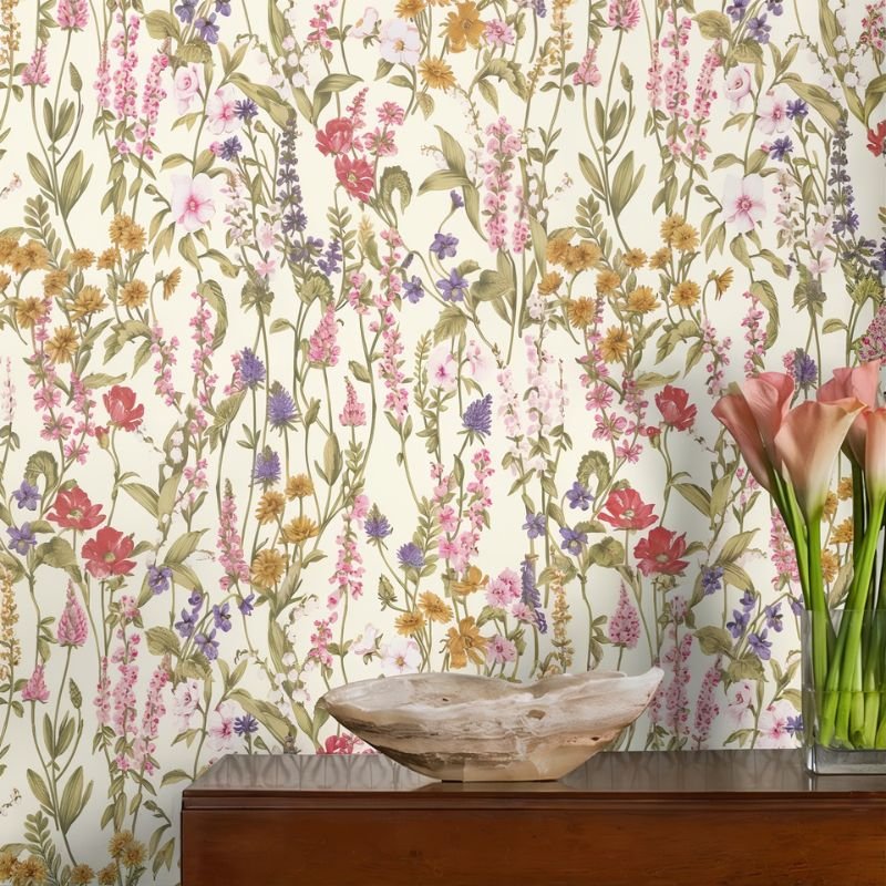 Papier peint fleuri vintage — intissé mat premium