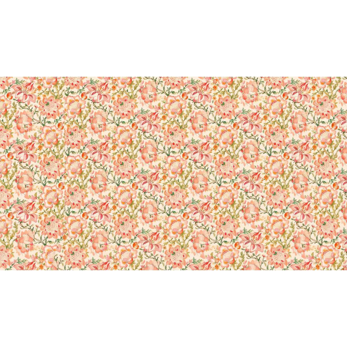 Papier peint fleuri vintage rose - motif