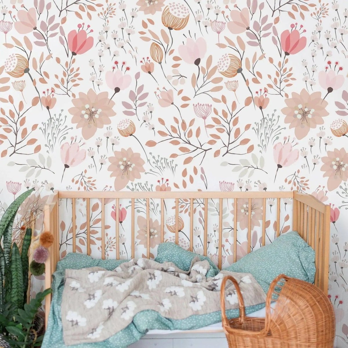 Papier peint floral chambre bebe - motif