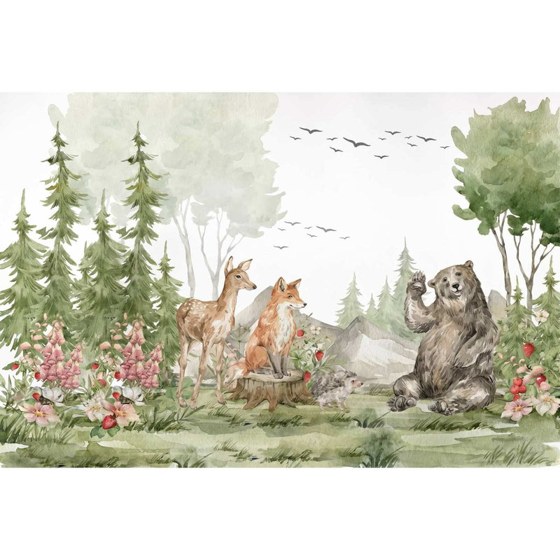 Papier peint foret chambre bebe — autocollant