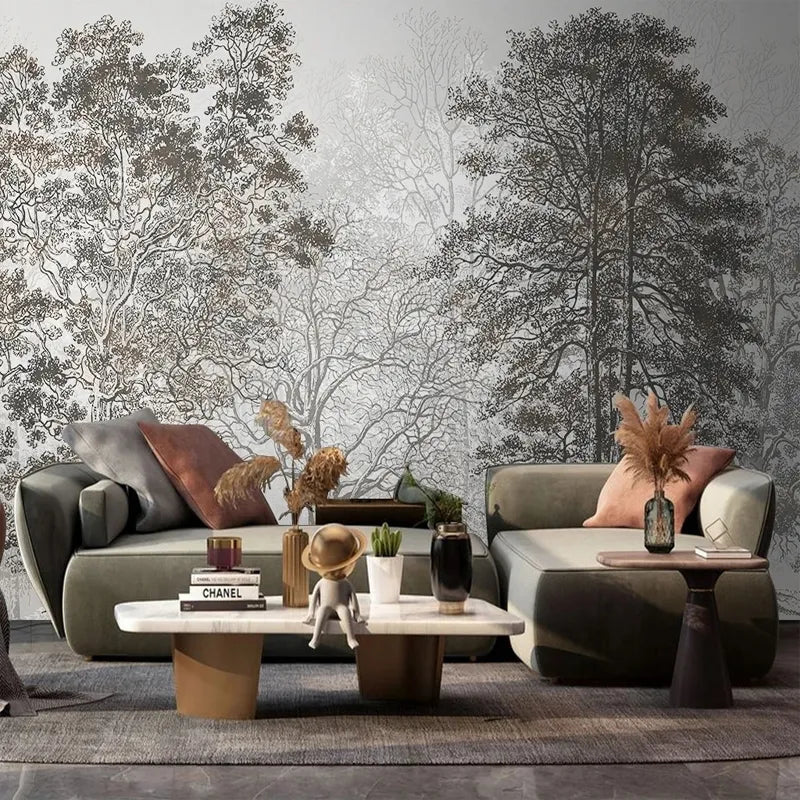 Papier Peint Foret Noir — autocollant