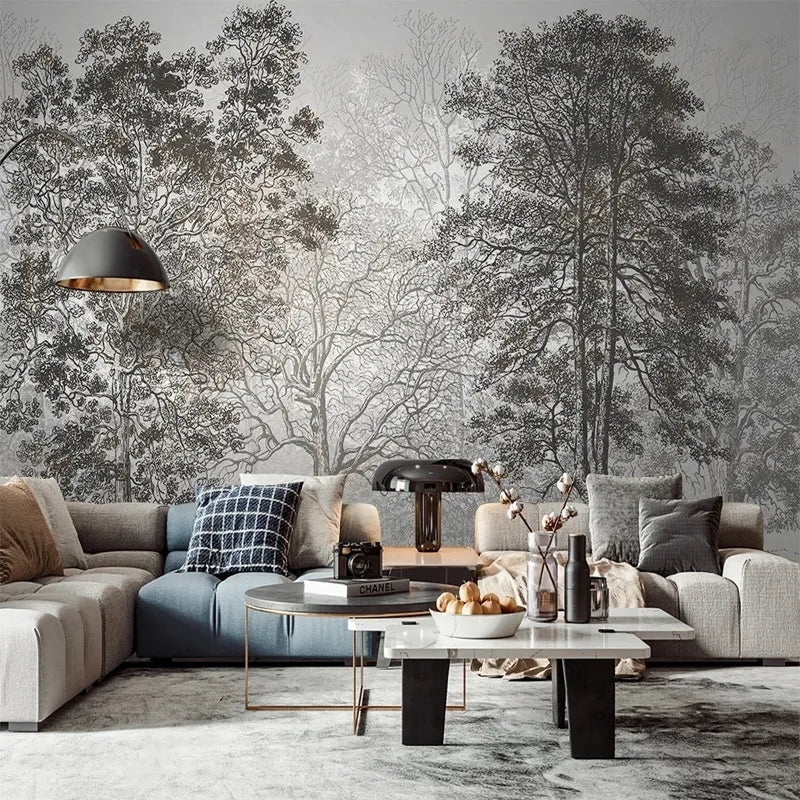 Papier Peint Foret Noir - motif