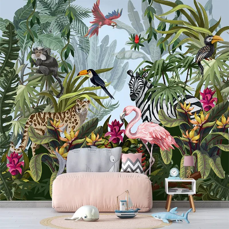 Papier Peint Foret Oiseaux — autocollant