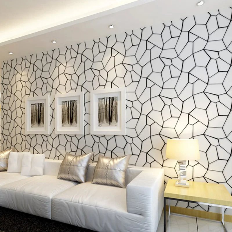 Papier Peint Géométrique Noir Et Blanc — intissé mat premium