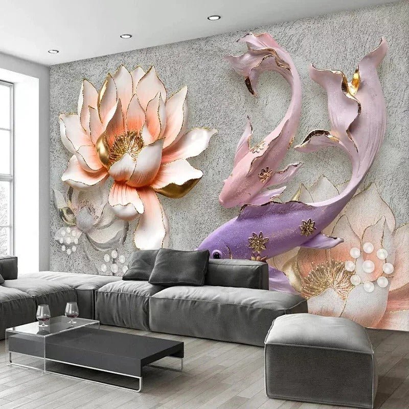 Papier peint grosses fleurs — autocollant