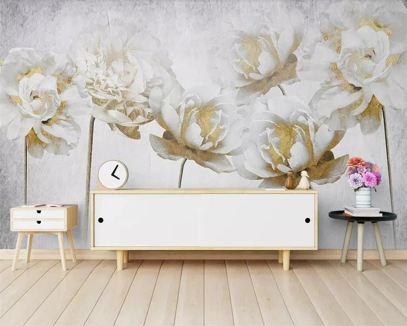 Papier peint grosses fleurs roses — intissé mat premium