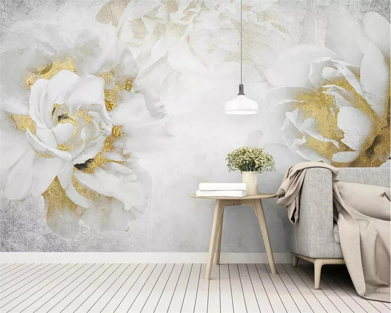 Papier peint grosses fleurs roses — autocollant