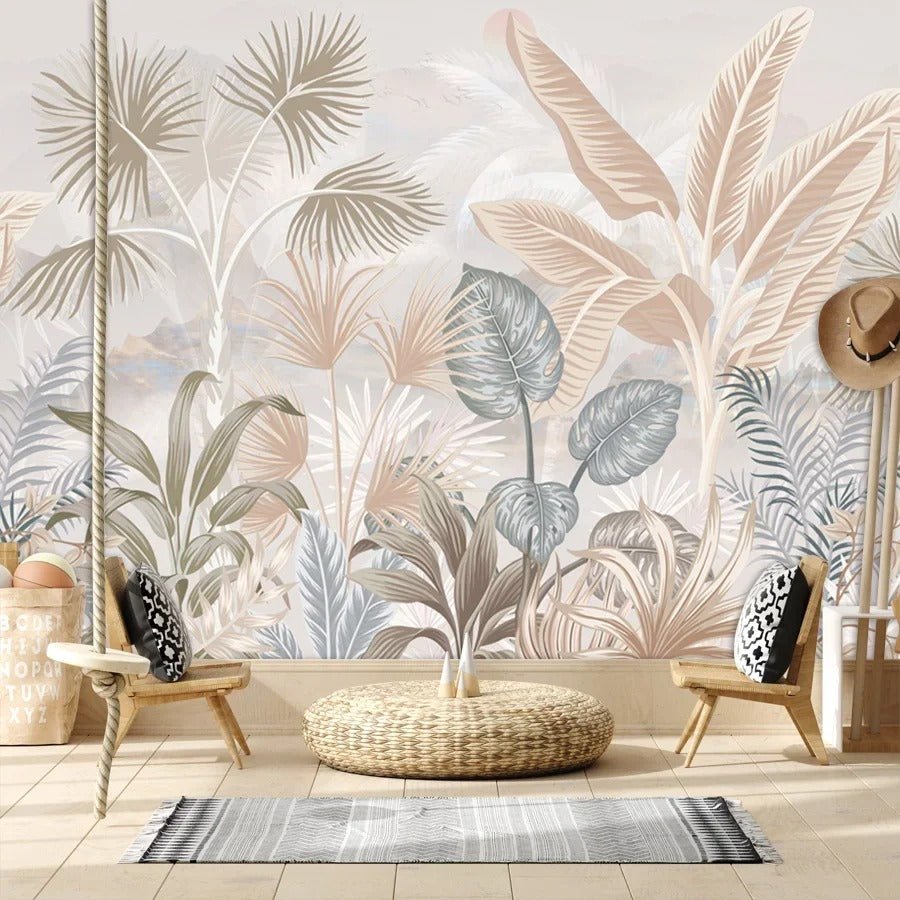 Papier peint jungle beige - motif