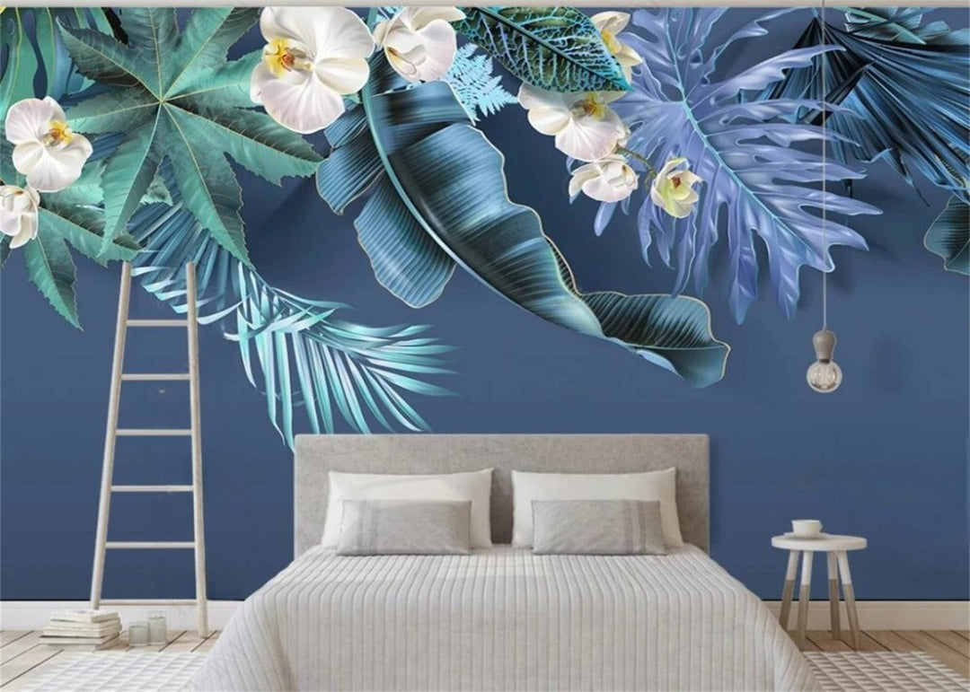 Papier peint jungle bleu canard - Papierpeint-panoramique.fr