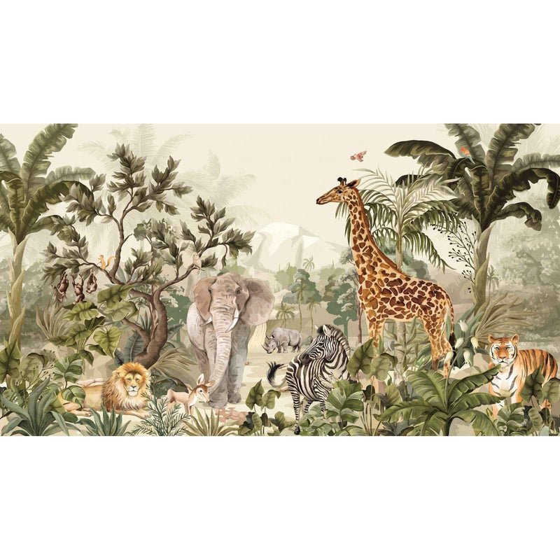 Papier peint jungle chambre bebe — autocollant