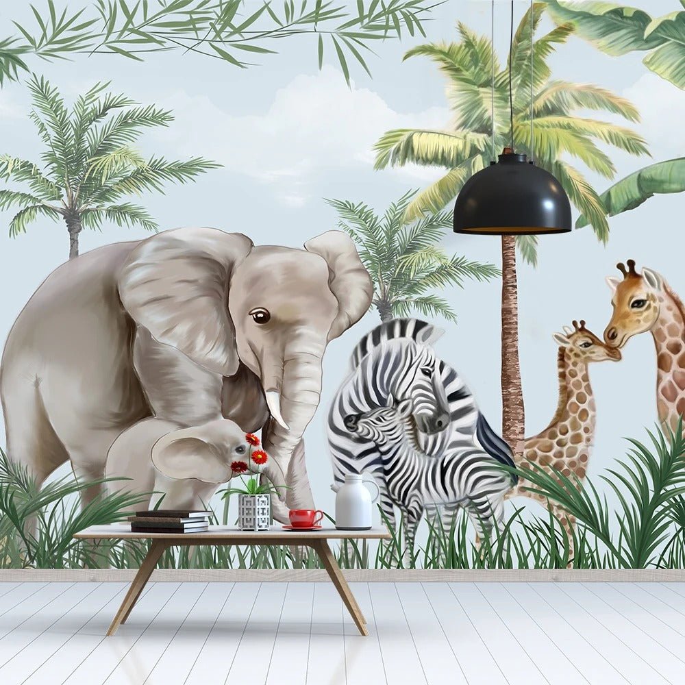 Papier peint jungle éléphant - motif