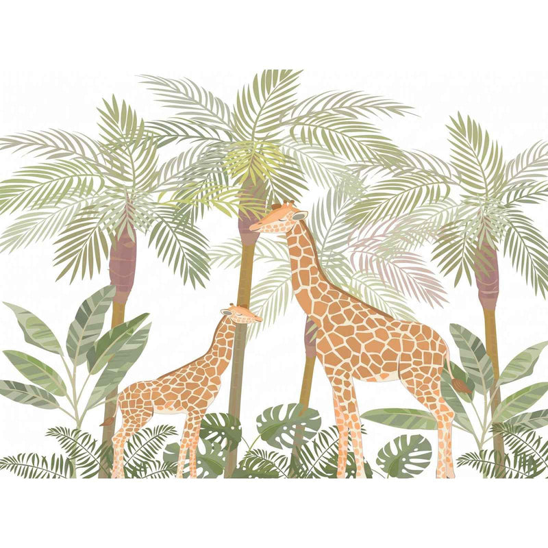 Papier peint jungle girafe — autocollant