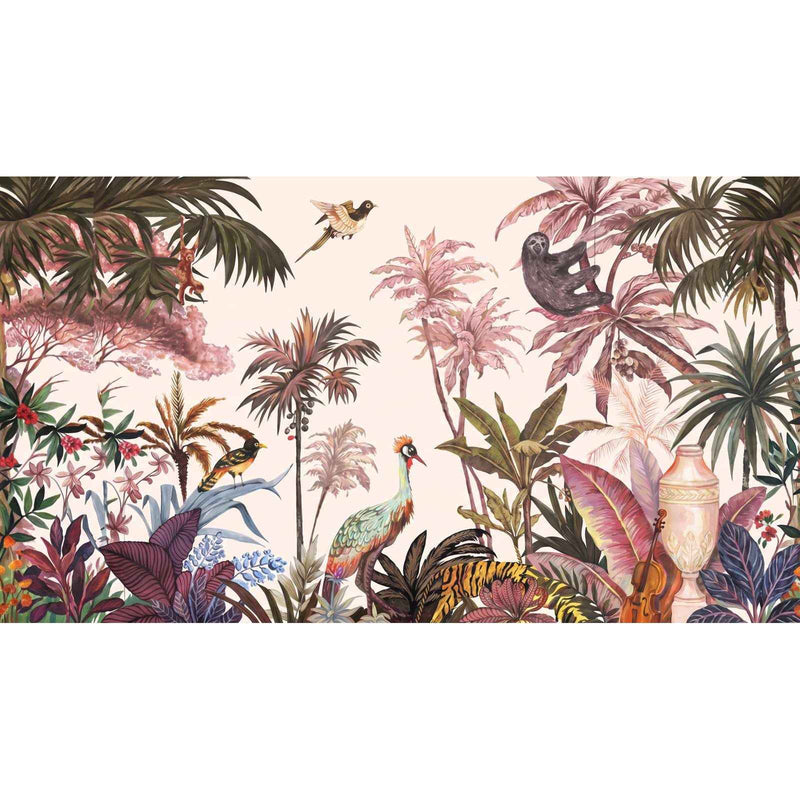 Papier peint jungle rose — autocollant