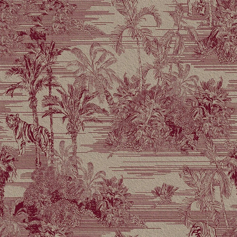 Papier peint jungle rouge — autocollant