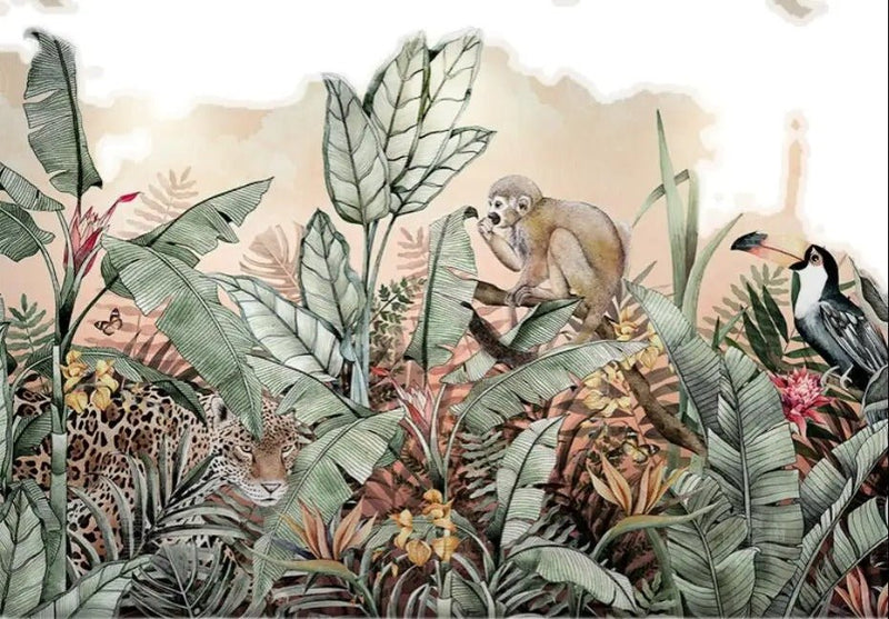 Papier peint jungle singe — intissé mat premium