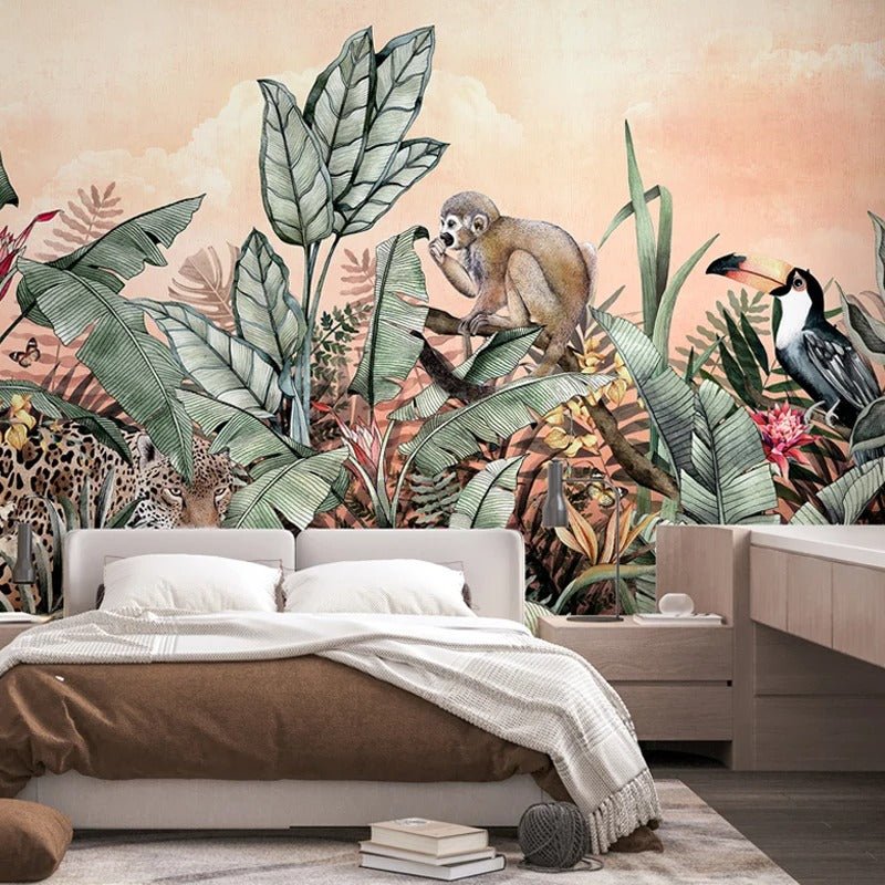 Papier peint jungle singe — autocollant