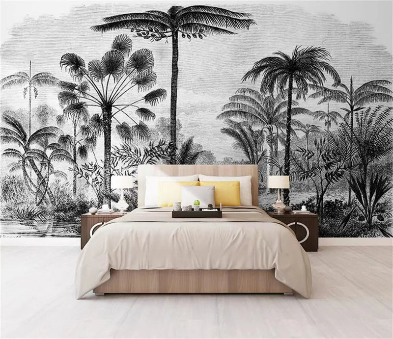 Papier peint jungle tete de lit — intissé mat premium