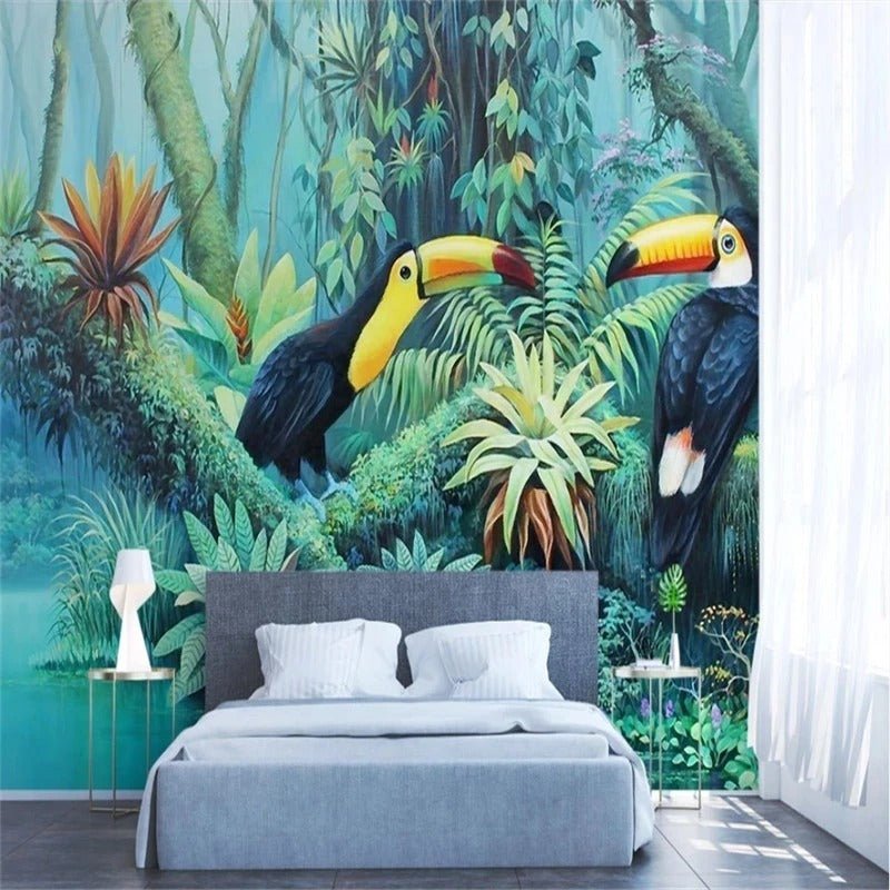 Papier peint jungle toucan — autocollant