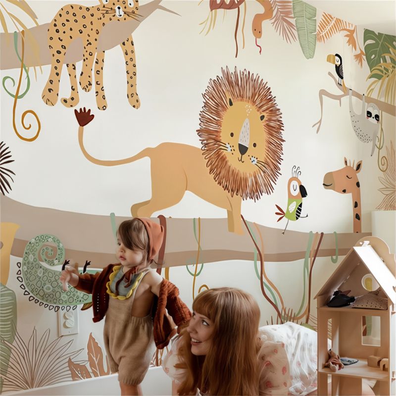 Papier peint lion bébé — autocollant