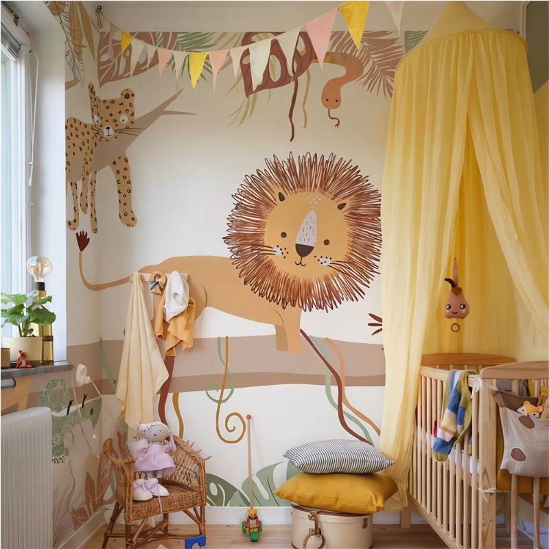 Papier peint lion bébé — intissé mat premium