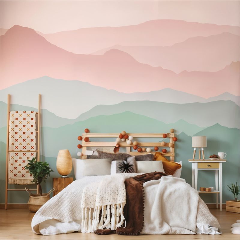 Papier peint montagne chambre — intissé mat premium