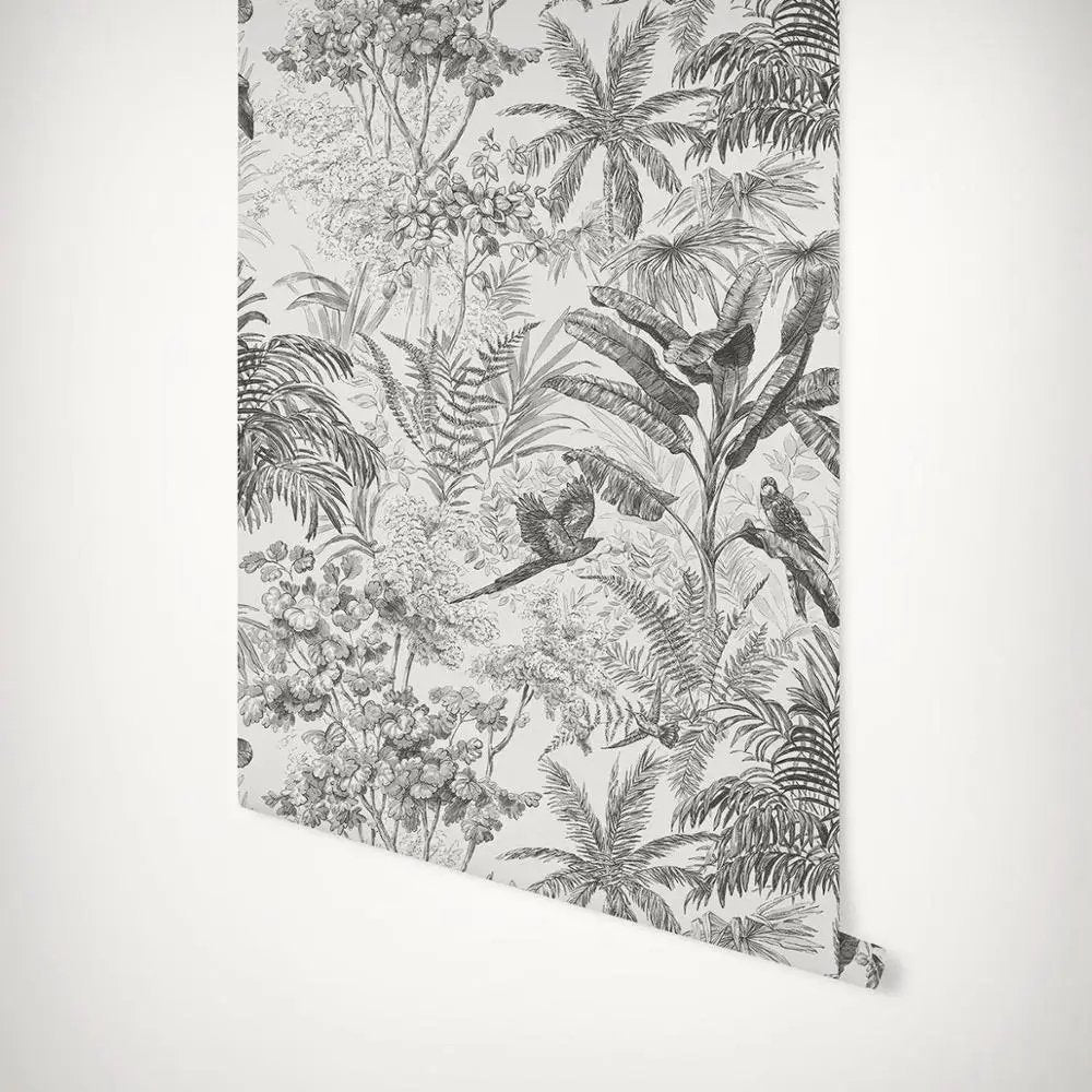 Papier Peint Oiseaux Noir Et Blanc - motif