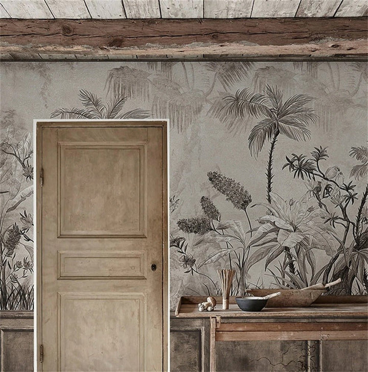 Papier peint palmier gris - Papierpeint-panoramique.fr
