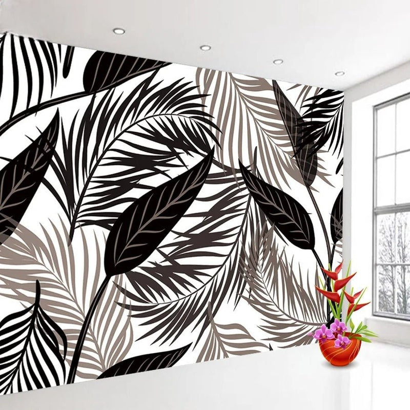 Papier peint palmier noir et blanc — autocollant