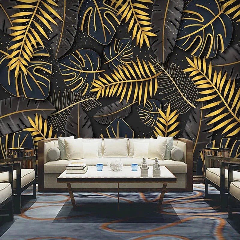 Papier peint palmier noir et or - Papierpeint-panoramique.fr