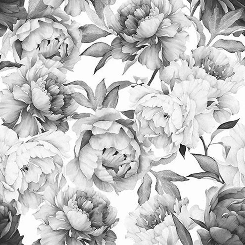 Papier Peint Pivoine Noir Et Blanc - Papierpeint-panoramique.fr