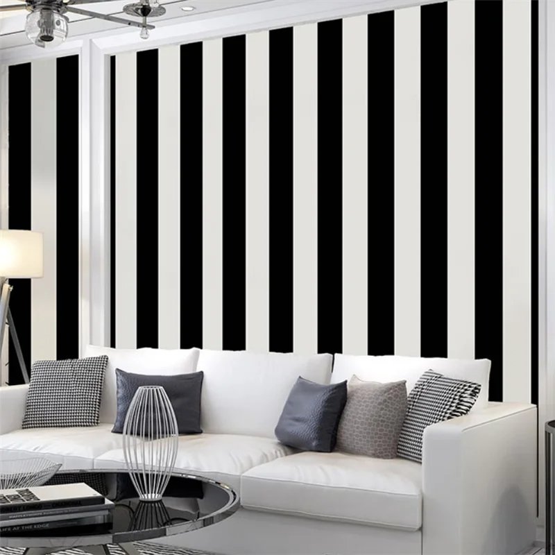 Papier Peint Rayé Noir Et Blanc — autocollant