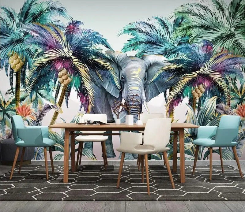 Papier peint savane elephant — autocollant