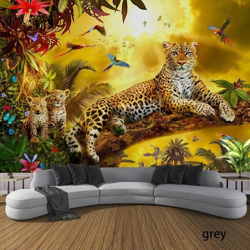 Papier peint savane guépard — intissé mat premium