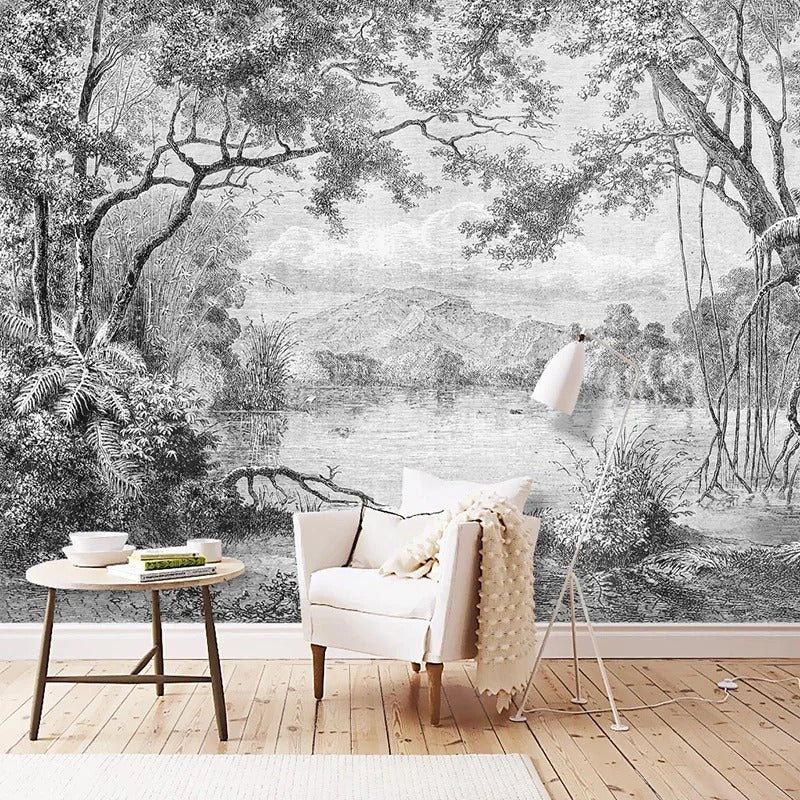 Papier peint savane noir et blanc — autocollant