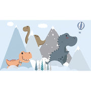 Papier peint tapisserie adhésif dinosaure, montagnes et nuages - Papierpeint - panoramique.fr
