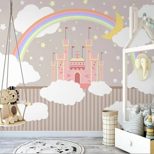 Papier peint tapisserie arc-en-ciel pastel chambre fille - Papierpeint - panoramique.fr