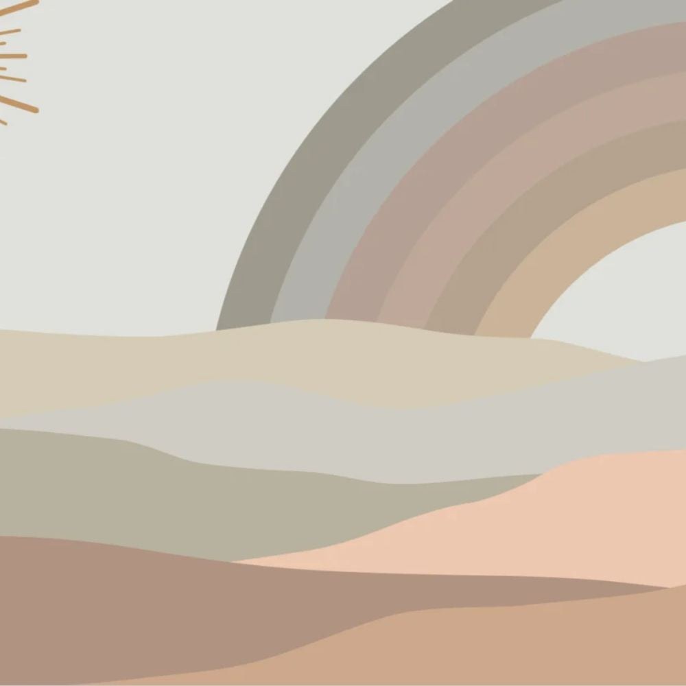 Papier peint tapisserie arc-en-ciel terracotta pour enfant - motif