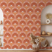 Papier peint tapisserie art déco terracotta - Papierpeint - panoramique.fr