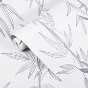 Papier peint tapisserie bambou noir et blanc - Papierpeint - panoramique.fr