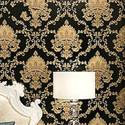 Papier peint tapisserie baroque noir et or - Papierpeint - panoramique.fr