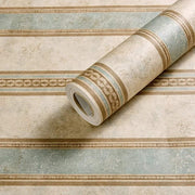 Papier peint tapisserie baroque à rayures et ornements beige - Papierpeint - panoramique.fr