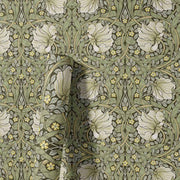 Papier peint tapisserie botanique anglais vert clair et fleurs blanches - Papierpeint - panoramique.fr