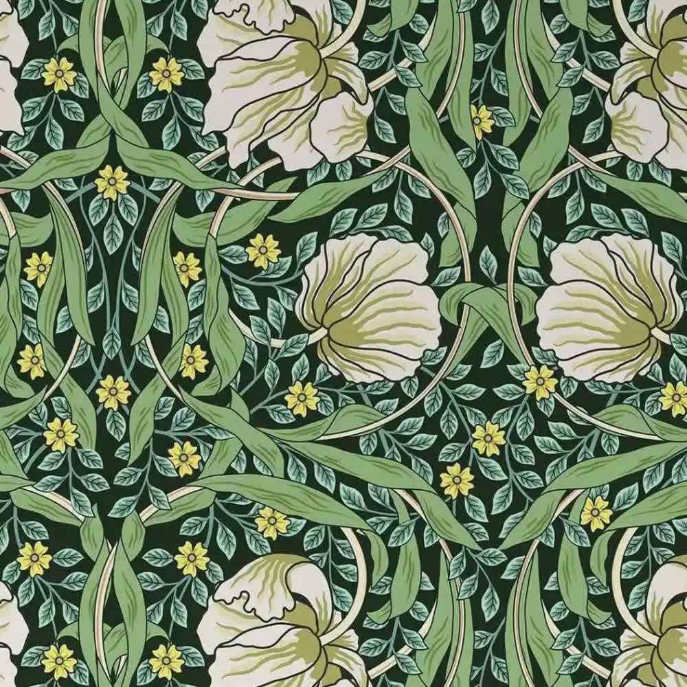 Papier peint tapisserie botanique William Morris feuillage vert - motif