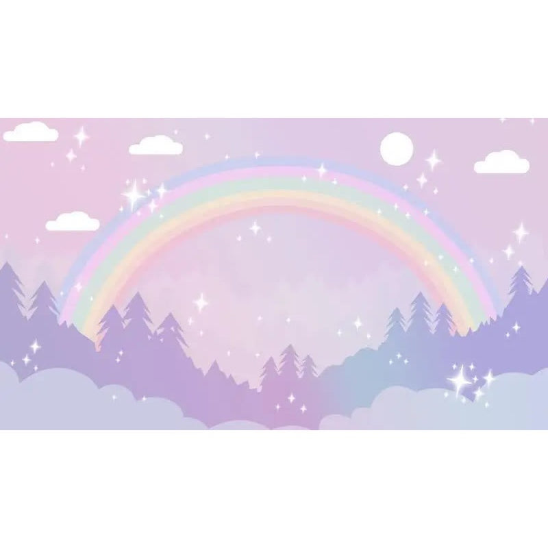 Papier peint tapisserie enfant arc-en-ciel coloré — autocollant