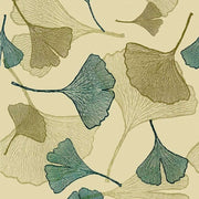 Papier peint tapisserie feuillage ginkgo bleu et vert - Papierpeint - panoramique.fr