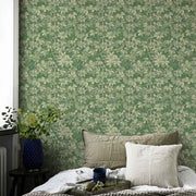 Papier peint tapisserie feuillage vert sauge - Papierpeint - panoramique.fr