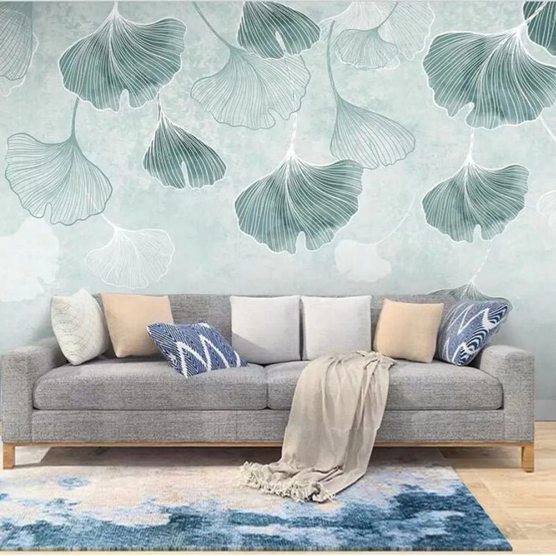 Papier peint tapisserie feuilles de ginkgo raffinées — intissé mat premium